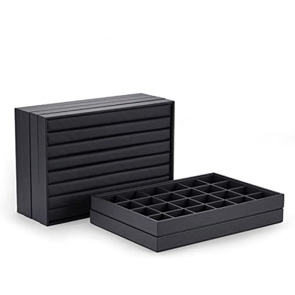 Black PU Leather 24-Grid Jewelry Necklace Pendant Organizer Tray | with removable insert, scratch-resistant divided storage, ideal for home drawer organization and retail jewelry display - style: Necklace Tray