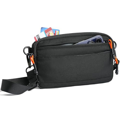 Wristlet Wallet for Women, 4-in-1 RFID Blocking Small Crossbody Bag for Men - color: Black
