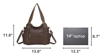 Angel Barcelo Purses for Women Soft PU Leather Shoulder Bag Crossbody Purse and Handbags - color: Brown-7