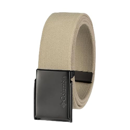 Columbia Men's Military Plaque Buckle Fabric Belt- One Size 42" Length - Everyday and Outdoor Wear - color: Khaki Stretch Strap