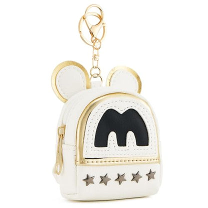 WOZEAH Mini Backpack Keychain for Women,Cute Cartoon Pouch Coin Purse with Zipper for Key Card Lipstick Headset Cosmetics Bag（M White） - color: M White