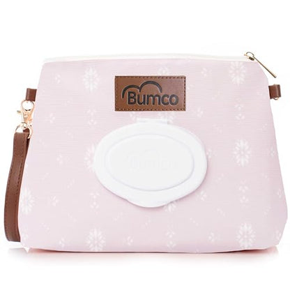 Bumco Portable Diaper Clutch Bag with Built-In Baby Wipes Dispenser (Lilac) | Airtight refillable wet wipes dispenser container. Portable travel pouch holder for quick baby cleanups on the go. - color: Lilac