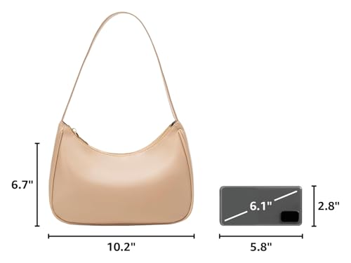 CYHTWSDJ Shoulder Bags for Women, Cute Hobo Tote Handbag Mini Clutch Purse with Zipper Closure - color: Khaki