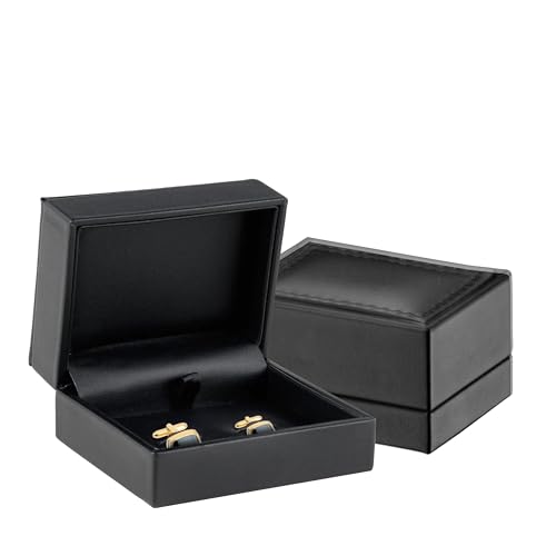 Premium Soft Leather Cufflink Box for Men - Stylish Cufflink Jewelry Gift Box - Elegant Design Leather Interior with Superior Stitching- Cufflink Display Case & Cufflink Holder by AllurePack - color: Black, size: Cuff Link Box