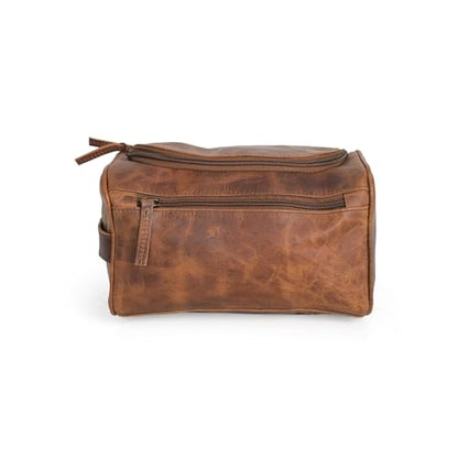 (9 inch Medium Size) Real Grain Leather Toiletry Bag for Men, Dopp kit with Waterproof Lining, Toiletries Organizer, Grooming Travel Bag Pouch, Bathroom Shaving Kit Zipper Bag - size: (9 inch) Medium Size