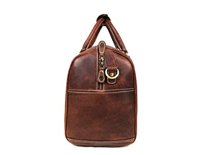 Leather Travel Duffel Bag | Gym Sports Bag Airplane Luggage Carry-On Bag | Gift for Father's Day By Aaron Leather Goods - color: Chestnut