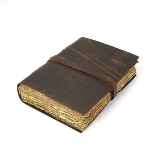 Leather Journal Travel Diary, Handmade Vintage Bound Notebook For Men & Women, Antique Finish, Genuine Buffalo Leather- Quality Unlined Paper Perfect for Notes, Art Sketchbook, 7X5 Inches, Brown - style: 7X5 Inches - Brown Unlined (Deckled Edge)