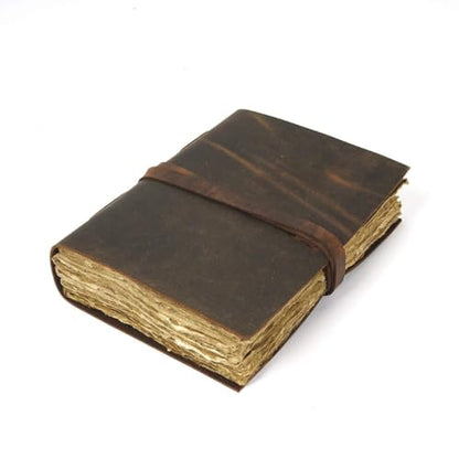 Leather Journal Travel Diary, Handmade Vintage Bound Notebook For Men & Women, Antique Finish, Genuine Buffalo Leather- Quality Unlined Paper Perfect for Notes, Art Sketchbook, 7X5 Inches, Brown - style: 7X5 Inches - Brown Unlined (Deckled Edge)
