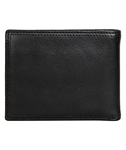Nautica Men's Bifold Leather Wallet | RFID Blocking | ID Window | Card Slots | Organization | Durable | Stylish - color: Enameled Logo - Black