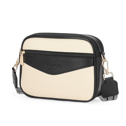 GOIACII Top-Handle Crossbody Bags for Women Soft Leather Trendy Purse Circle Handbags Small - color: C01 Black and White