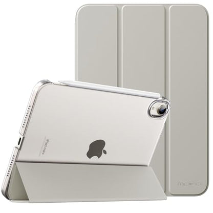 MoKo Smart Case for iPad mini 7 A17 Pro/iPad mini 6 8.3 Inch, Silver | iPad Mini Case 2024/2021,Slim Lightweight Protective Hard Back PC Shell Stand Cover Support Touch ID, Auto Wake/Sleep - color: Silver
