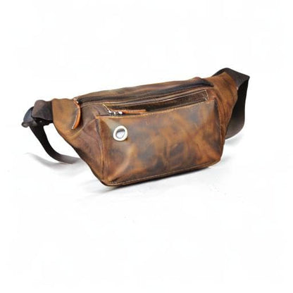 Water Resistant Canvas + Leather Hiking Riding Travel Fanny Waist Pack Small Phone Pouch For Men Women FB811-29 (W-8138-Brown) - color: W-8138-Brown