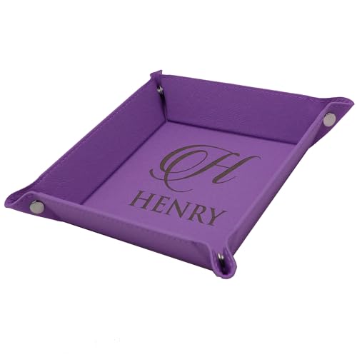 Custom Personalized Catchall Valet Catch All Tray - Engraved and Monogrammed (Purple) - color: Purple