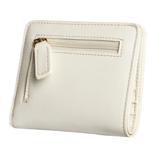 Itslife Women's Rfid Blocking Small Compact Bifold Leather Pocket Wallet Ladies Mini Purse with id Window (Waxed Cream) - color: Off White