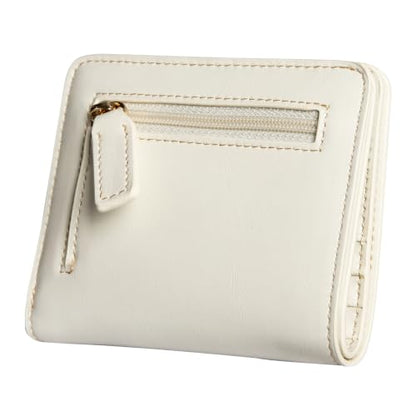Itslife Women's Rfid Blocking Small Compact Bifold Leather Pocket Wallet Ladies Mini Purse with id Window (Waxed Cream) - color: Off White