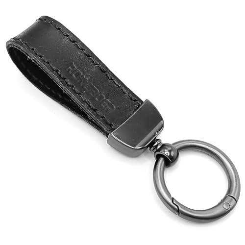 Handmade Double-Sided Cowhide Leather Keychain,Unique Car Key Chain Accessory,Vegetable-Tanned and Nubuck Leather,07 - color: Black