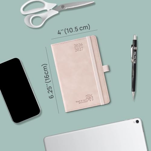 POPRUN 2026-2027 Pocket Planner (Size 4''x 6.25'') Pocket Calendar Notebook | Academic Daily Planner (JUL.26-JUN.27) Appointment Book with Monthly Tabs, Inner Pocket, Leather Soft Cover - Beige - color: Beige, size: Pocket-4" X 6.25", style: Academic Year