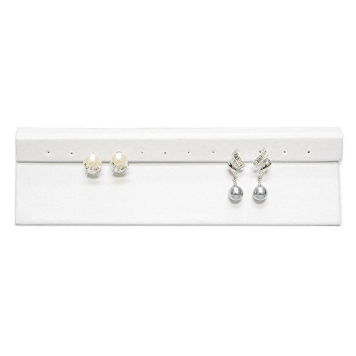 White Leather Jewelry Earring Display Stand Tray ~ Holds 6 Pairs of Earrings