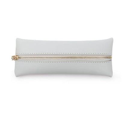 Faux Leather Pencil Case Slim Pencil Pouch Small Pen Case Simple Design Stationary Storage Bag - color: Gray/FL