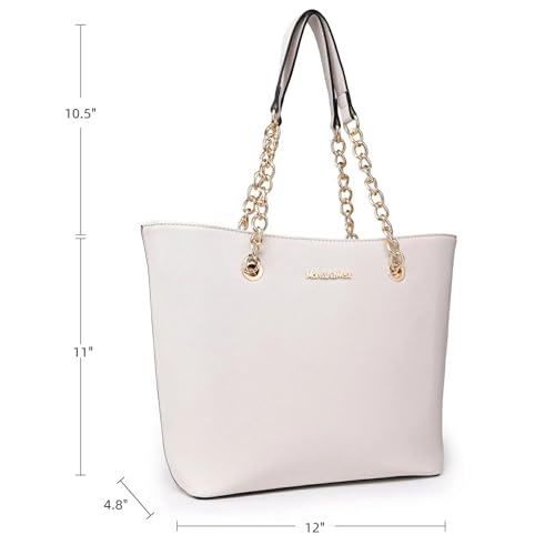 Montana West Tote Bag for Women Chain Top-handle Handbags - color: Beige