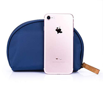 Hekyip Half Moon Cosmetic Bag, Travel Makeup Pouch, Portable Waterproof Cosmetic Pouch for Ladies Women, Small (NAVY BLUE) - color: NAVY BLUE