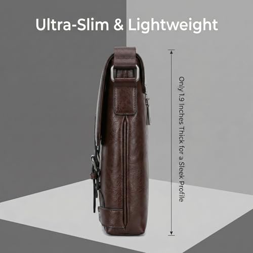 Messenger Bag for Men, 13 inch Purse Crossbody Bag, Waterproof Shoulder Bag for Office Business - color: Brown