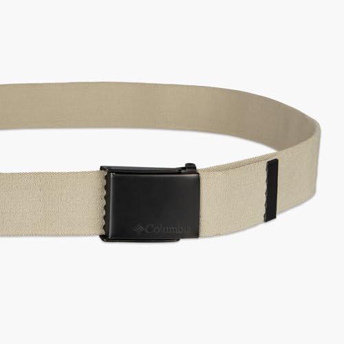 Columbia Men's Military Plaque Buckle Fabric Belt- One Size 42" Length - Everyday and Outdoor Wear - color: Khaki Stretch Strap