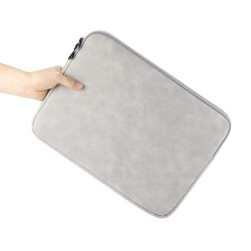 Megoo 15" Laptop Sleeve Case Soft PU Leather Carry Case(Light Gray) | Fit for Microsoft Surface Laptop 8/7/6/5/4 15.6", and Most 15"-16" Samsung/HP/Dell/Lenovo Notebook Chromebook Computers - color: Light Gray, size: 15~16inches
