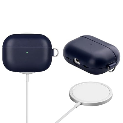 Genuine Veg-Tanned Leather Case Cover for Apple AirPods Pro 2/1 | Elegant Style with Lanyard, Full-Grain Leather, Sync Button, Grow Dark with Patina, Compatible with MagSafe, Blue - color: Blue, size: AirPods Pro 2/1