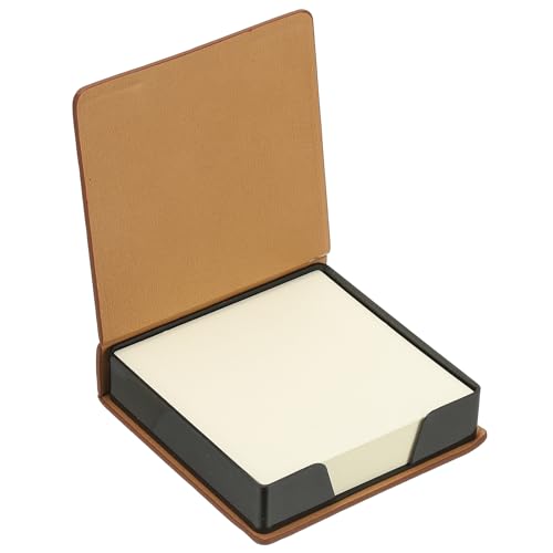 PATIKIL 140 Sheets Leather Sticky Notes Holder, 10in Post Notes Holder Storage Box Desktop Mini Square Case Business Card Holder Memo Pad Organizer for Desk Home Office Notebook, Brown - color: Brown
