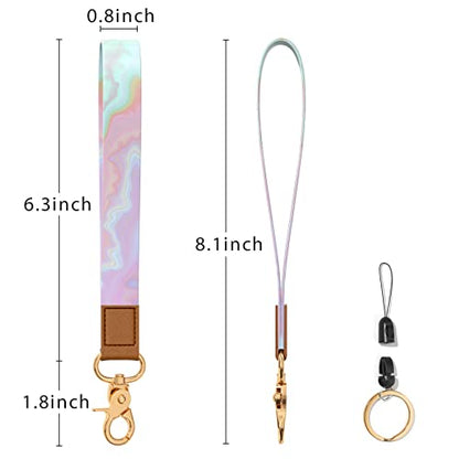 Wrist Lanyard Key Chain, Wristlet Strap Keychain Holder for Women Men Car Keys Wallet Card Phone - color: Green Pink Purple