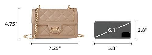 SG SUGU Small Quilted Crossbody Bag, Trendy Designer Mini Shoulder Bag, Phone Wallet Purse for Women - color: Taupe