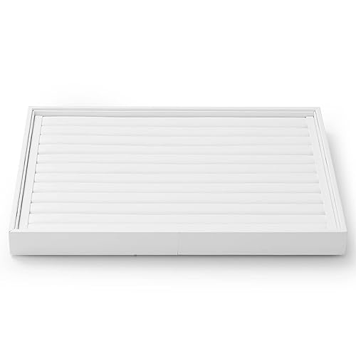 Oirlv Stackable Faux Leather Ring Organizer Tray,White | Upright Ring Display,Defined Slot Rows,Stackable Storage,Quick Jewelry Selection,13.8×9.5Inch - color: White, size: Ring Tray