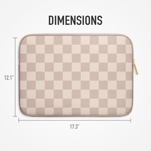 Vandel Slim 17.3 Inch Laptop Sleeve, 17 Inch Laptop Case | Computer Sleeve, Chromebook Cover Bag for HP, Dell, Lenovo, Asus, Acer, MSI Notebook - color: a. Neutral Checker, size: 17 Inch