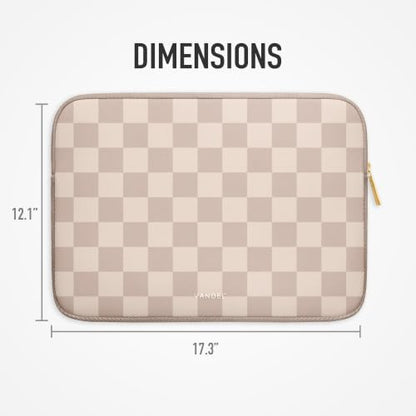 Vandel Slim 17.3 Inch Laptop Sleeve, 17 Inch Laptop Case | Computer Sleeve, Chromebook Cover Bag for HP, Dell, Lenovo, Asus, Acer, MSI Notebook - color: a. Neutral Checker, size: 17 Inch
