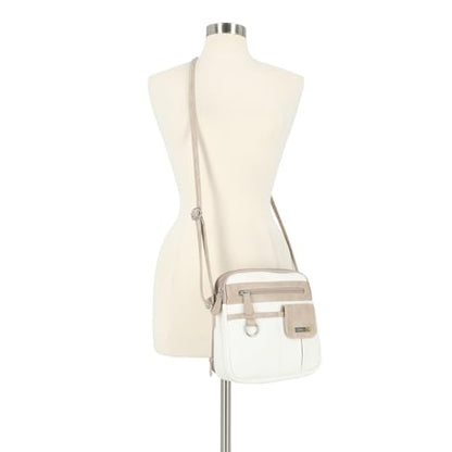 Multisac Women's MultiSac North South Mini Zip Around Crossbody - color: White/Biscotti