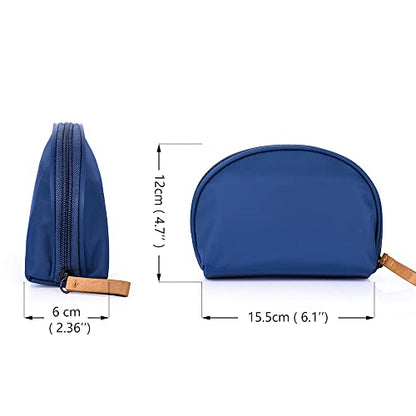 Hekyip Half Moon Cosmetic Bag, Travel Makeup Pouch, Portable Waterproof Cosmetic Pouch for Ladies Women, Small (NAVY BLUE) - color: NAVY BLUE
