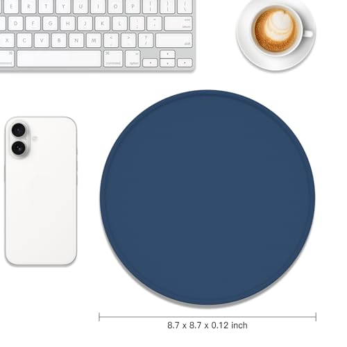 Auhoahsil Round Mouse Pad, Cute Small Computer Mouse Mat, Stitched Edge, Non-Slip Rubber, Washable Mousepad Cloth for Wireless Mouse, Gaming, Office, Laptop, Women, Men, 8.7 x 8.7 in, Navy Blue - color: A-Navy Blue