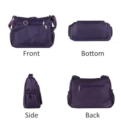 ELDA Crossbody Bags For Women Pocketbooks Soft PU Leather Purses and Handbags Multi Pocket Shoulder Bag - color: Dark Purple
