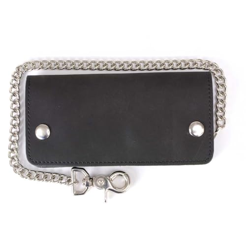 Hot Leathers WLC3106 7" Naked Leather Bifold Wallet w/Chain - color: WLC3106-BLACK, size: 7" - Bi-Fold