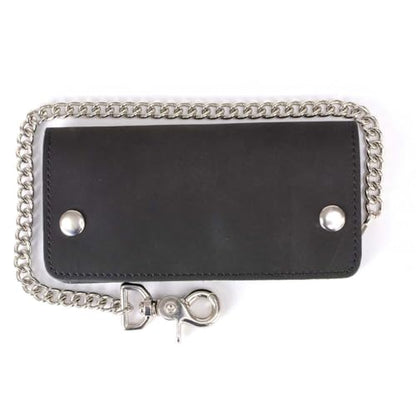 Hot Leathers WLC3106 7" Naked Leather Bifold Wallet w/Chain - color: WLC3106-BLACK, size: 7" - Bi-Fold