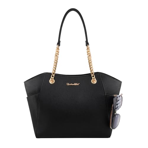 Montana West Tote Bag for Women Chain Top-handle Handbags - color: M Black