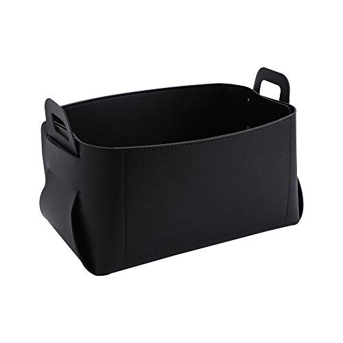 KINIVA Gift Baskets for Present-Valet Tray Organizer - Leather Dresser Organizer Box for Men and Women - Jewelry Accessories Catchall Vanity Tray for Table Desk Top (Black) - color: Black