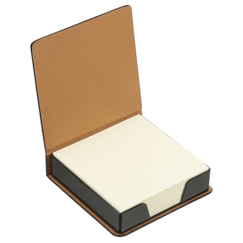PATIKIL 140 Sheets Leather Sticky Notes Holder, 10in Post Notes Holder Storage Box Desktop Mini Square Case Business Card Holder Memo Pad Organizer for Desk Home Office Notebook, Black - color: Black