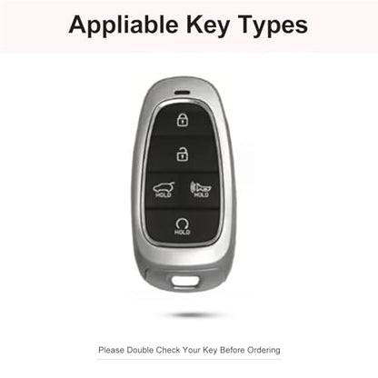for Hyundai Key Fob Cover with Keychain, Black Genuine Leather Crystal Key Case Protection Shell Compatible with 2019 2020 2021 2022 Sonata Tucsonn, 5 Buttons - size: Fit for Hyunda C (5 buttons)