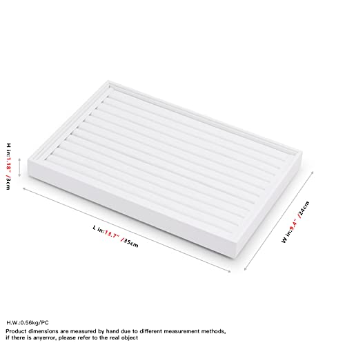 White PU Leather Ring Stud Earring Jewelry Display Organizer Tray | Easy-clean scratch-proof PU leather tray, orderly storage for rings earrings, for home vanity & retail holiday jewelry gifts - size: 11 Slot