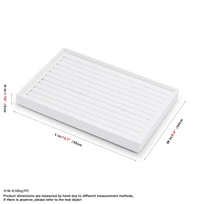 White PU Leather Ring Stud Earring Jewelry Display Organizer Tray | Easy-clean scratch-proof PU leather tray, orderly storage for rings earrings, for home vanity & retail holiday jewelry gifts - size: 11 Slot