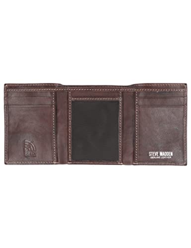 Steve Madden Men's Rfid Trifold Wallet With Id Window - color: Brown (Antique)