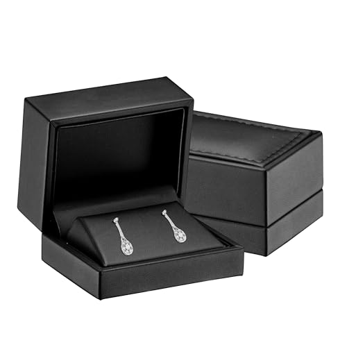 Premium Soft Leather Earring Box - Luxury Earring Case With Superior Stitching Ideal For Studs- Elegant Jewelry Box for Girls and Women, Earring Gift Box by Allure Pack - color: Black, size: Earing Box