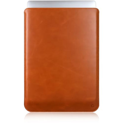 Casemade Real Leather Laptop Sleeve for MacBook Pro & Air Fits 13, 14, 15 & 16 Inch - Genuine Full Grain Leather with Soft Wool Lining (15 inch - MacBook Air M2/M3/M4/M5) - color: Tan, size: 15" Air M2-M5